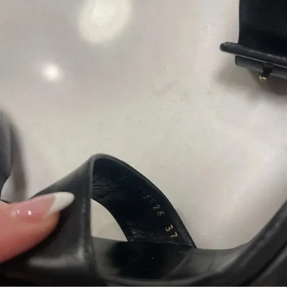 Saint Laurent Black Wedge Buckle Heel - Picture 8 of 14